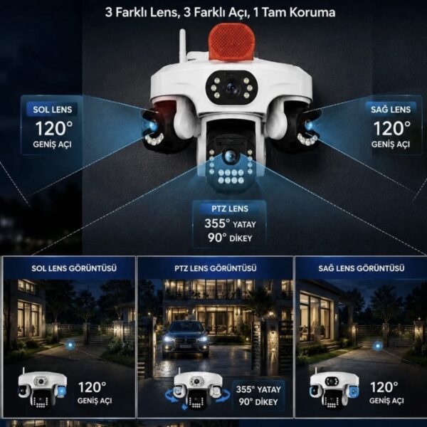 O-Kam OK-243PREMİUMW 4 Lens Wifi Ptz Camera