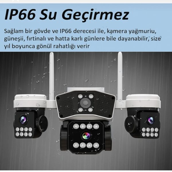 OK-206W Wifi 12MP 4 Lens AOV Sirenli Gece Görüş Sesli Akıllı Güvenlik Kamerası Kişi Takibi